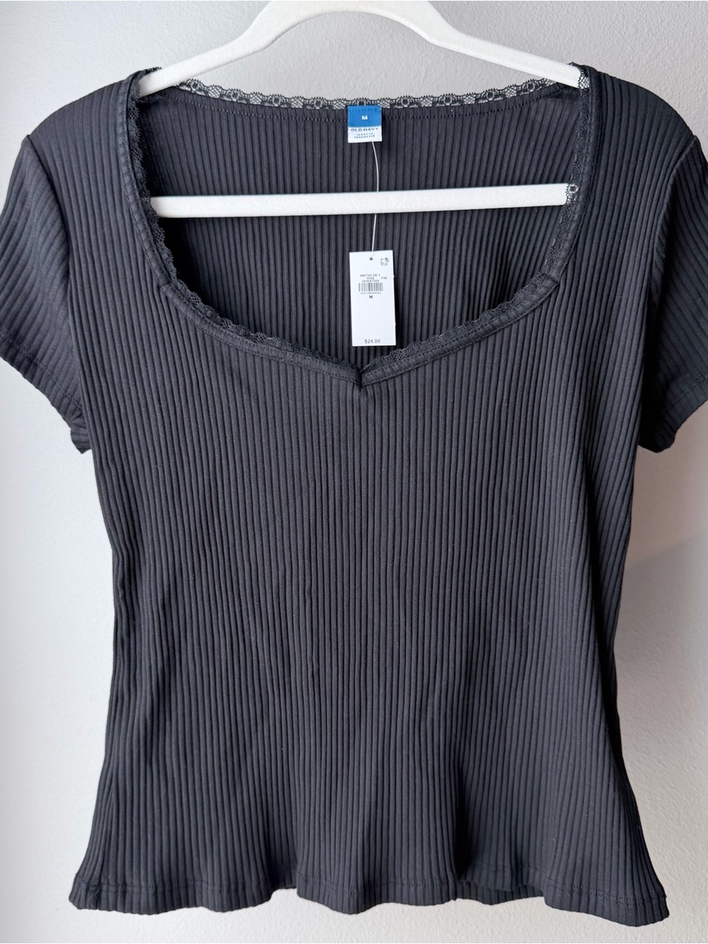 NWT Old Navy Ribbed Scoop Neck Short Sleeve Tee - Black